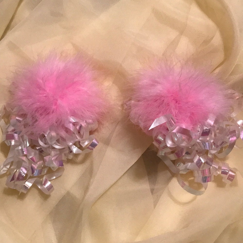 fluffy pink hair clips